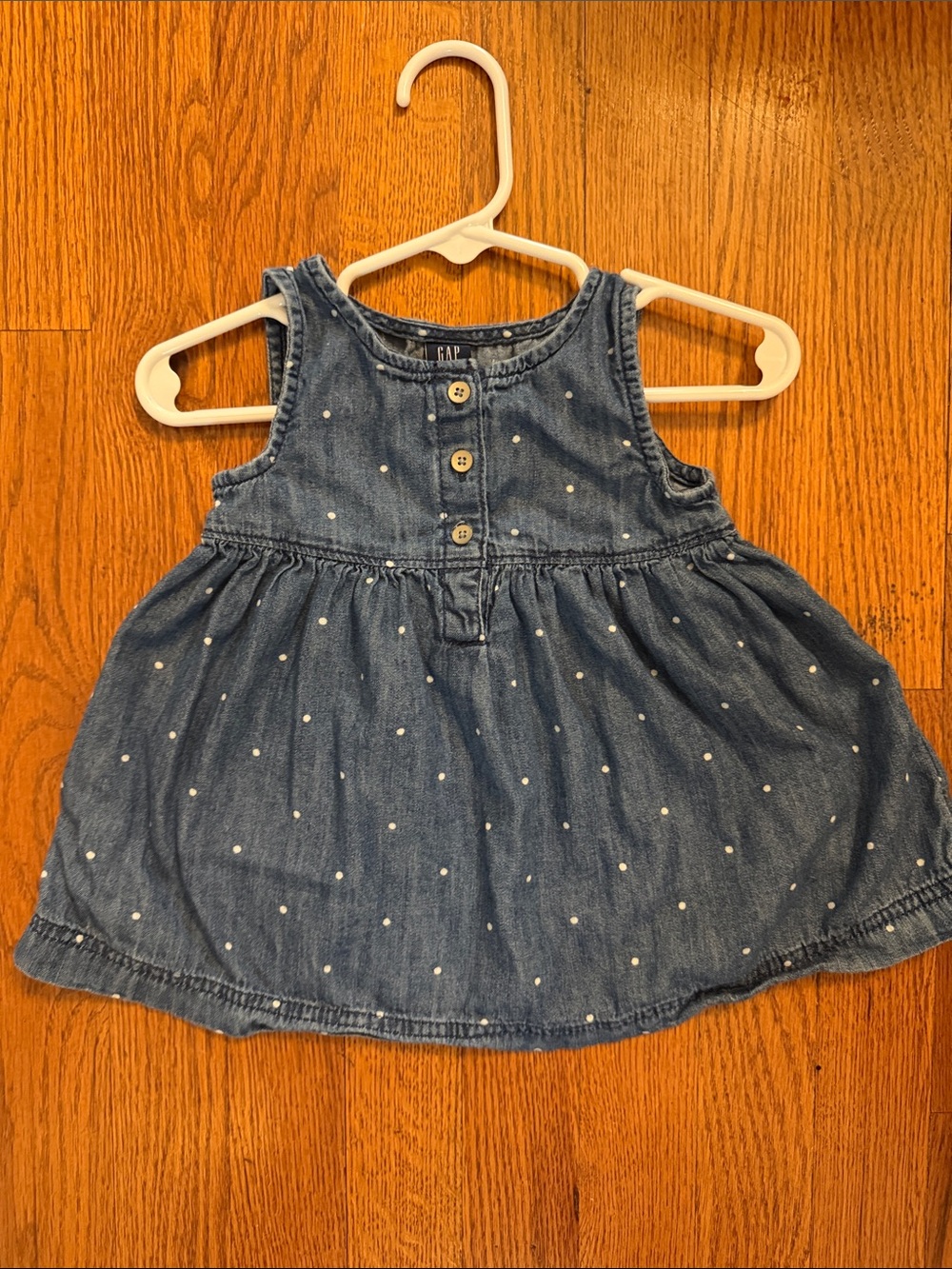 Baby Gap Denim Blue Polka Dot Sleeveless Dress